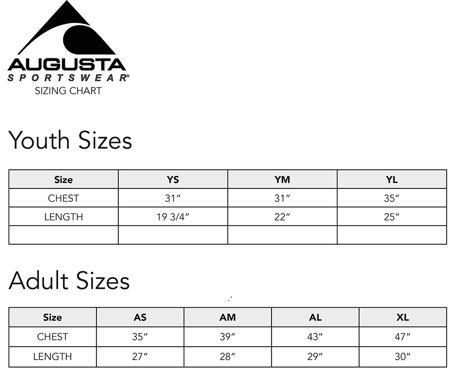 Augusta Shirt Size Chart