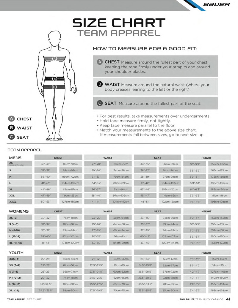 Bauer Stick Sizing Chart