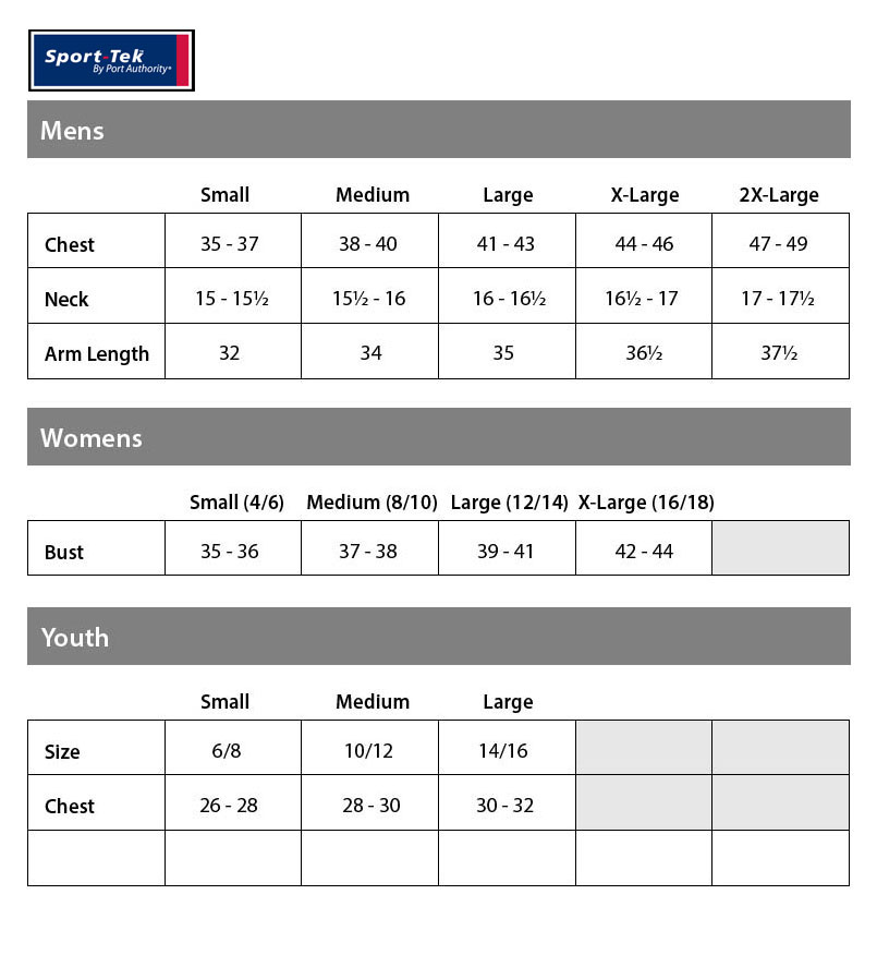 Sport Tek Hoodie Size Chart