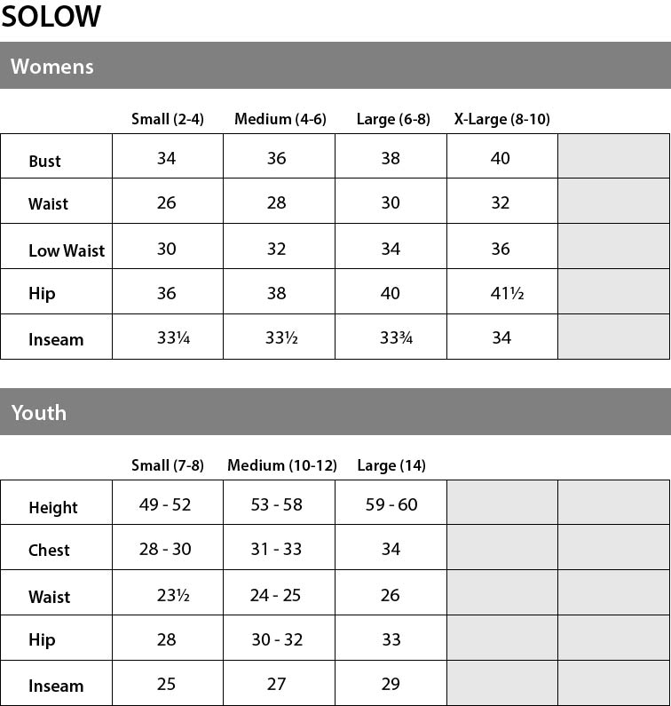 So Size Chart