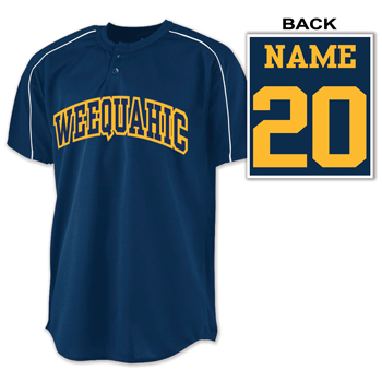 TWO-BUTTON BASEBALL JERSEY W/ CUSTOM NAME AND NUMBER