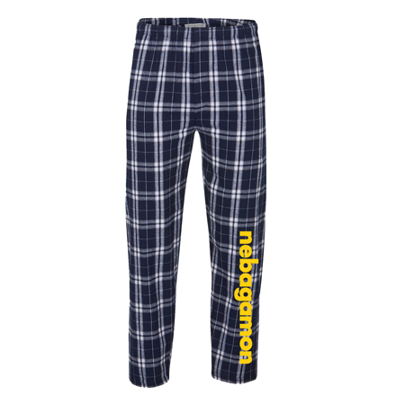 FLANNEL JAMM PANTS IN NAVY AND SILVER PLAID