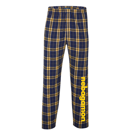 FLANNEL JAMM PANTS IN NAVY AND GOLD PLAID