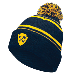 STRIPED KNIT BEANIE WITH POM