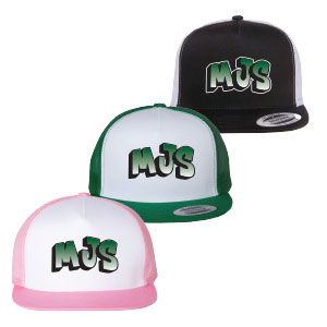 5-PANEL CLASSIC TRUCKER HAT W/ MESH BACKING - SPRAY PAINT LOGO