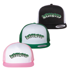 5-PANEL CLASSIC TRUCKER HAT W/ MESH BACKING - SPRAY PAINT LOGO
