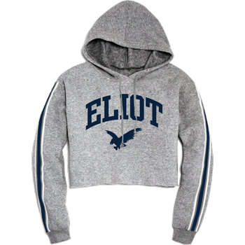 LADIES' CROPPED STRIPED HOODIE