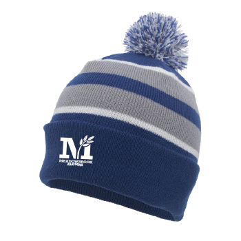 MEADOWBROOK ALUMNI - STRIPED KNIT BEANIE w/ POM