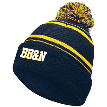 STRIPED KNIT BEANIE WITH POM