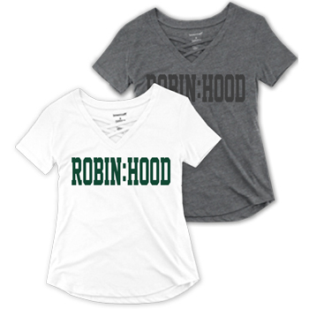 LADIES' CAGED V-NECK TEE