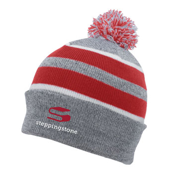 STEPPINGSTONE STRIPED KNIT BEANIE W/ POM