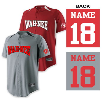 WAH-NEE BASEBALL JERSEY W/CUSTOM NAME & NUMBER