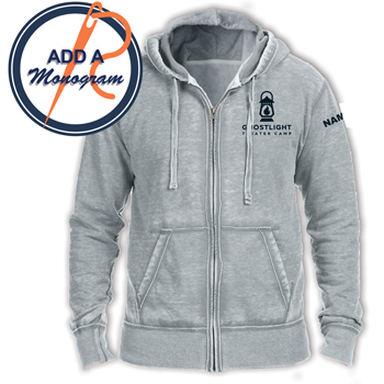 BURN-OUT ZIP-UP HOODIE W/ MONOGRAM