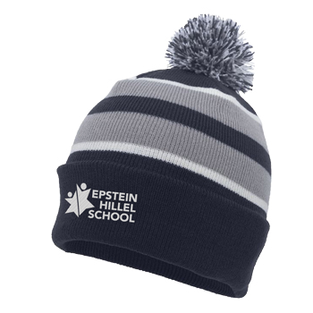 STRIPED KNIT BEANIE w/ POM