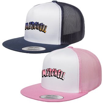 WHITE FRONT TRUCKER HAT W/ MESH BACKING - SPRAY PAINT LOGO