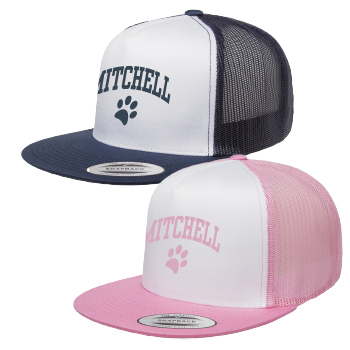 WHITE FRONT TRUCKER HAT W/ MESH BACKING - MITCHELL PAWPRINT
