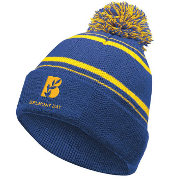 STRIPED KNIT BEANIE WITH POM
