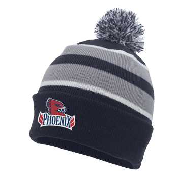 STRIPED KNIT BEANIE w/ POM