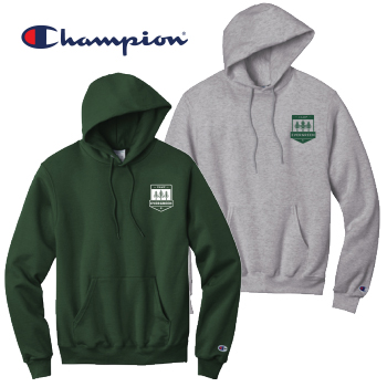 EVERGREEN LOGO - CHAMPION POWERBLEND PULLOVER HOODIE - ADULT