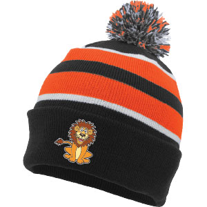 STRIPED KNIT BEANIE WITH POM