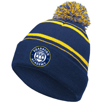 STRIPED KNIT BEANIE W/ POM