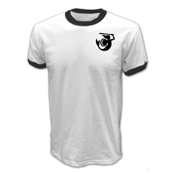 100% COTTON RINGER TEE - WHITE / BLACK