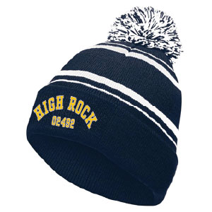 STRIPED KNIT BEANIE WITH POM
