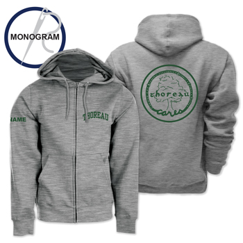 HOODED ZIP SWEATSHIRT - THOREAU CARES W/ MONOGRAM