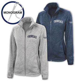 WOMEN'S HEATHERED FLEECE JACKET WITH MONOGRAM