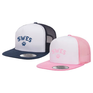 WHITE FRONT TRUCKER HAT W/ MESH BACKING