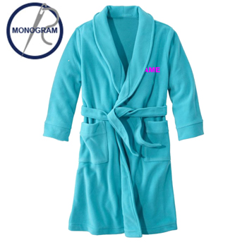 FUZZY FLEECE ROBE w/ PINK MONOGRAMMED NAME