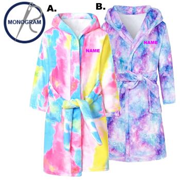 GIRLS TIE DYE BATHROBE w/ PINK MONOGRAMMED NAME