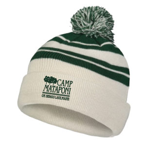 STRIPED KNIT BEANIE w/ POM