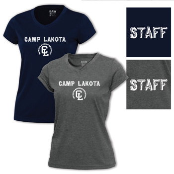LADIES'  DRI-FIT V-NECK STAFF TEE