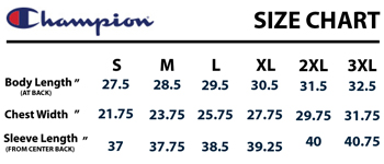 CHAMPION SIZING CHART