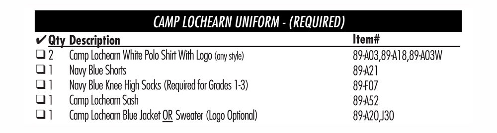 REQUIRED UNIFORM