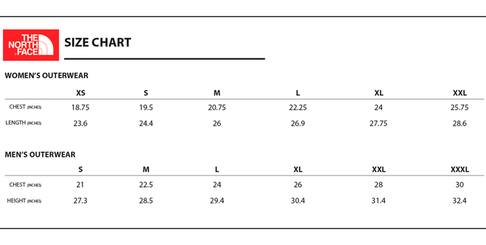 The North Face Size Chart Women