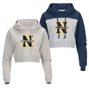 LADIES TWO-TONED CROPPED FLEECE HOODIE  - CHEER TEAM
