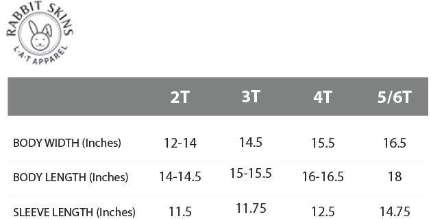 RABBIT SKINS SIZING CHART