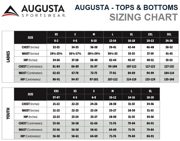 AUGUSTA SIZING CHART