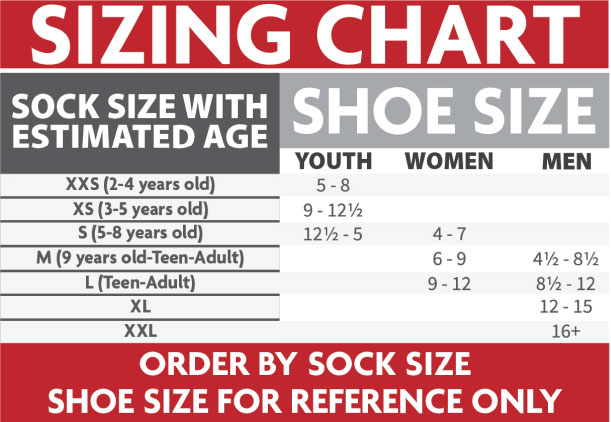 PRO FEET SOCK SIZING CHART