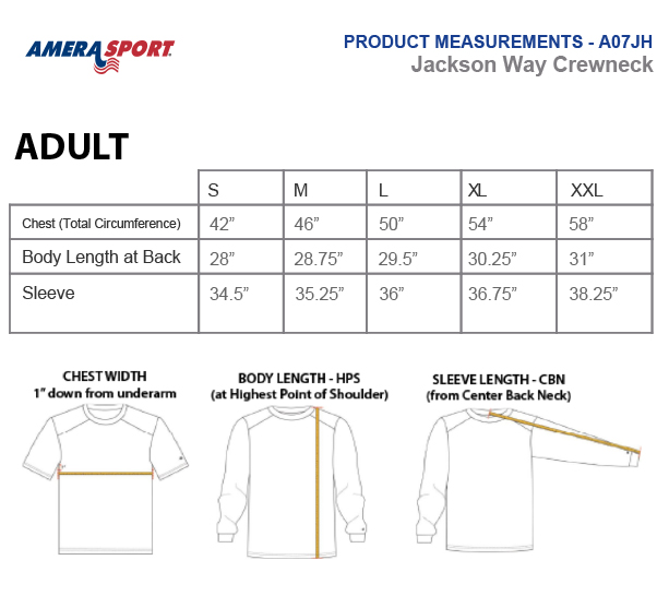 JACKSON WAY CREW SIZING CHART