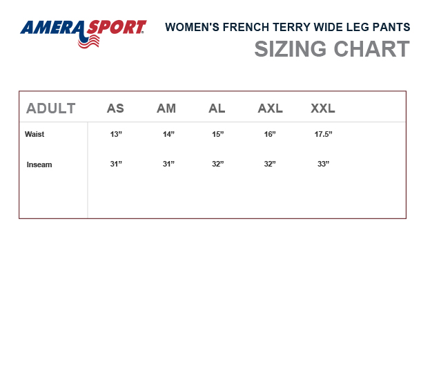 AMERICAN APPAREL WIDE LEG SWEATPANTS SIZE CHART