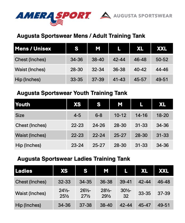 AUGUSTA TRAINING TANK SIZING CHART