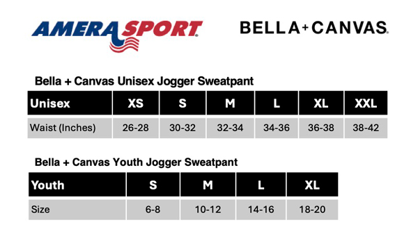 BELLA CANVAS JOGGER SWEATPANT SIZING CHART