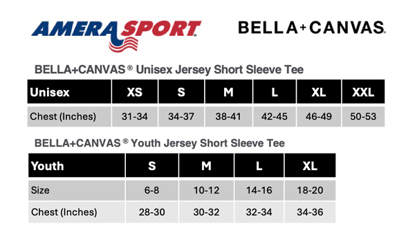 BELLA CANVAS JERSEY SHORT SLEEVE TEE SIZING CHART