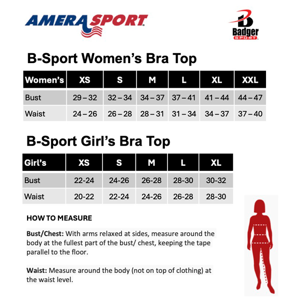BADGER BRA TOP SIZING CHART