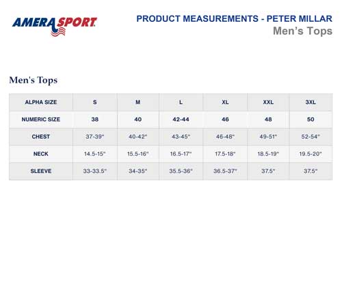 MEN'S PETER MILLAR SIZING CHART