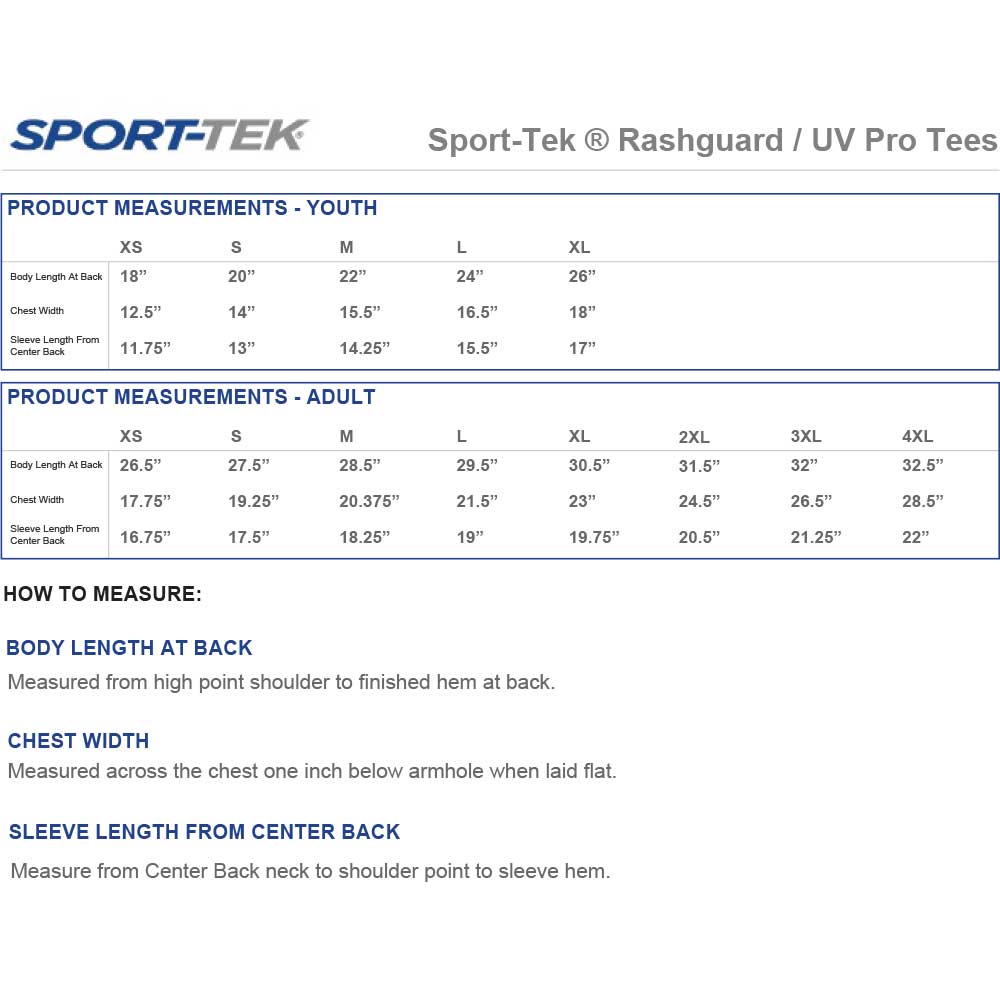 SPORT TEK SIZING CHART