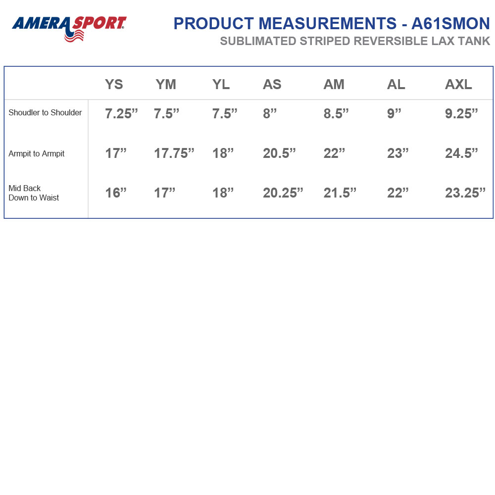 A61SMON SIZING CHART
